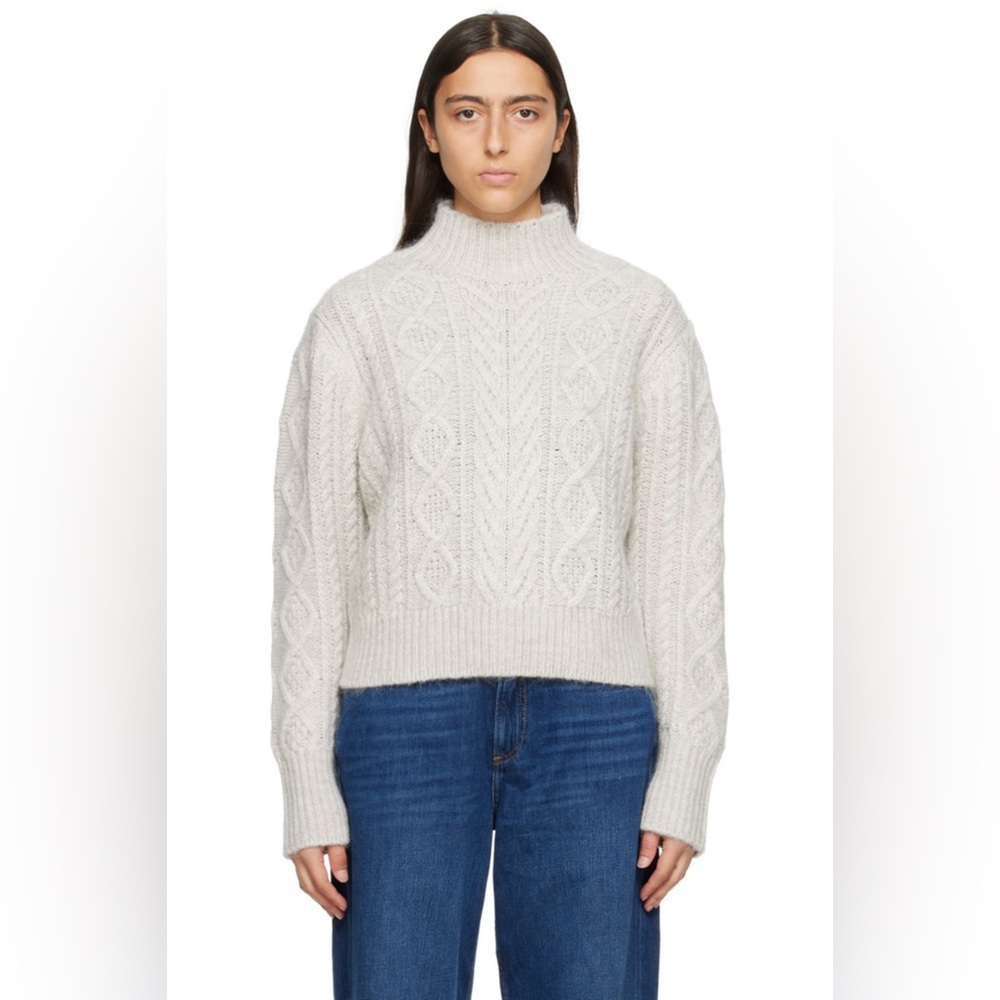 NWT rag & bone Brody Turtleneck Cable Knit Boxy Sweater Wool Angora blend Sz S - Picture 9 of 10